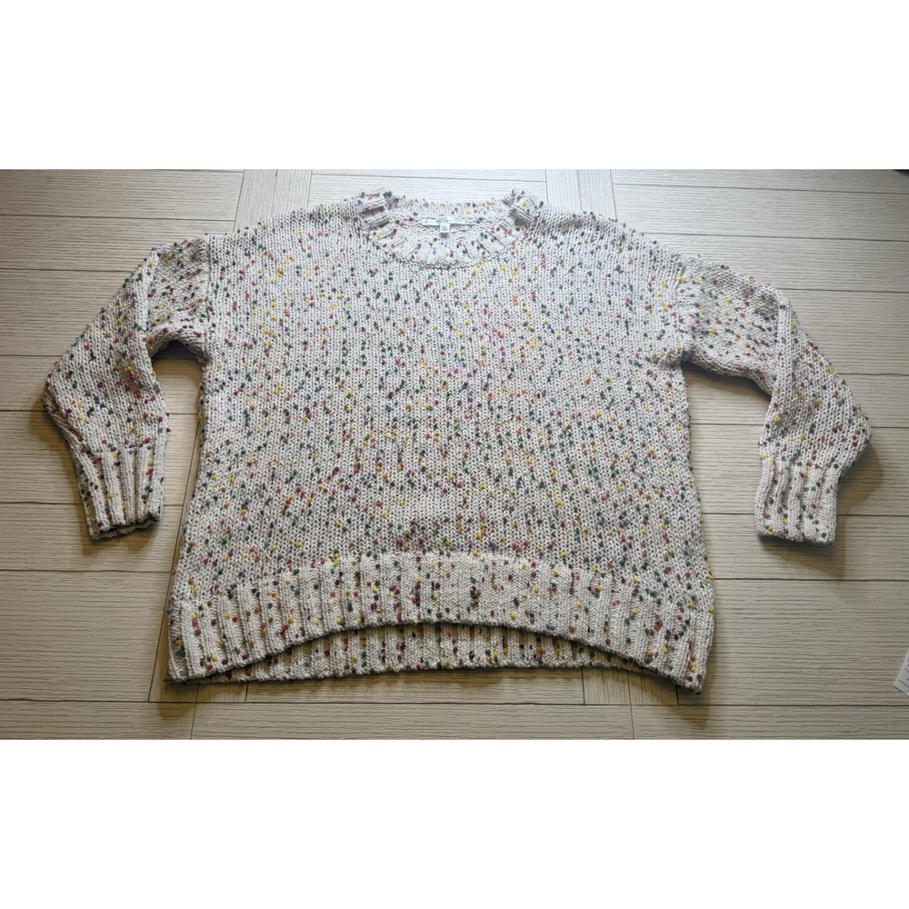 Seven 7 Women's Popcorn Rainbow Confetti Knit Long Sleeve Crewneck Sweater. Sz L